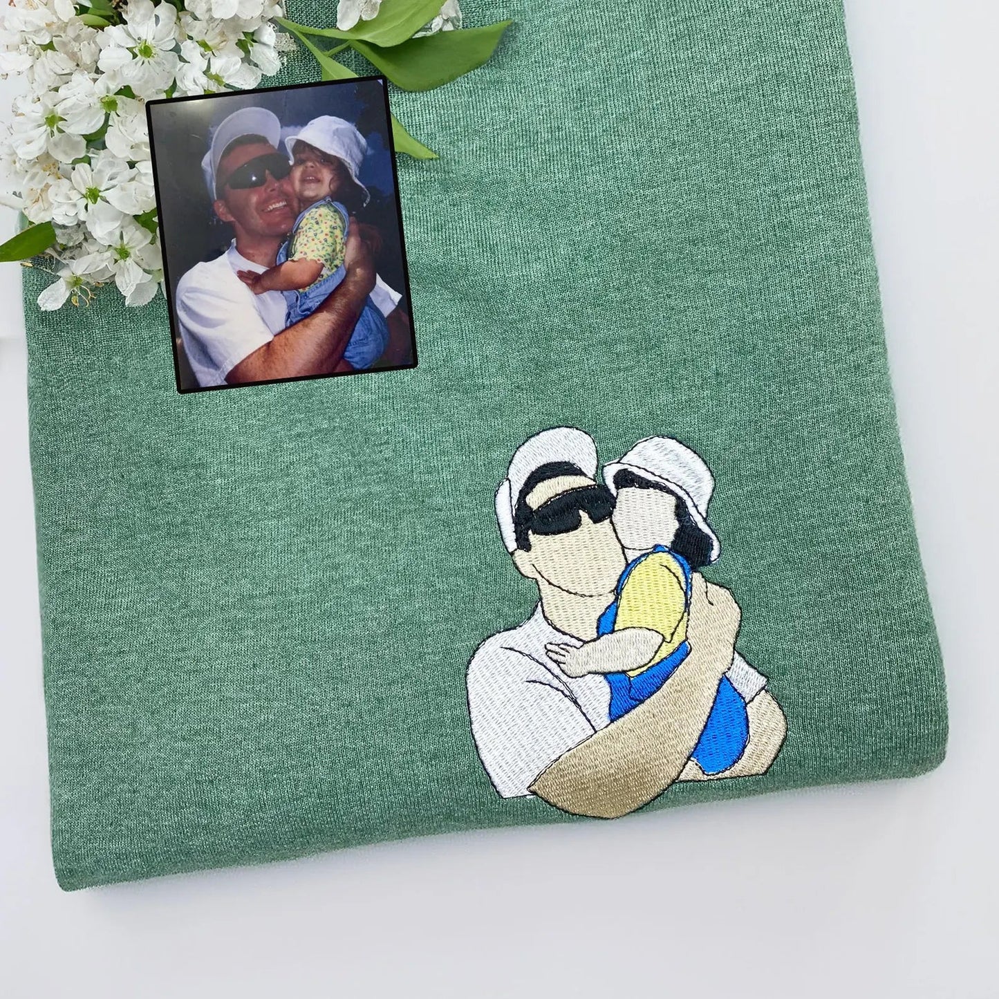 お父さんへのプレゼント：写真入りカスタム刺繍スウェット