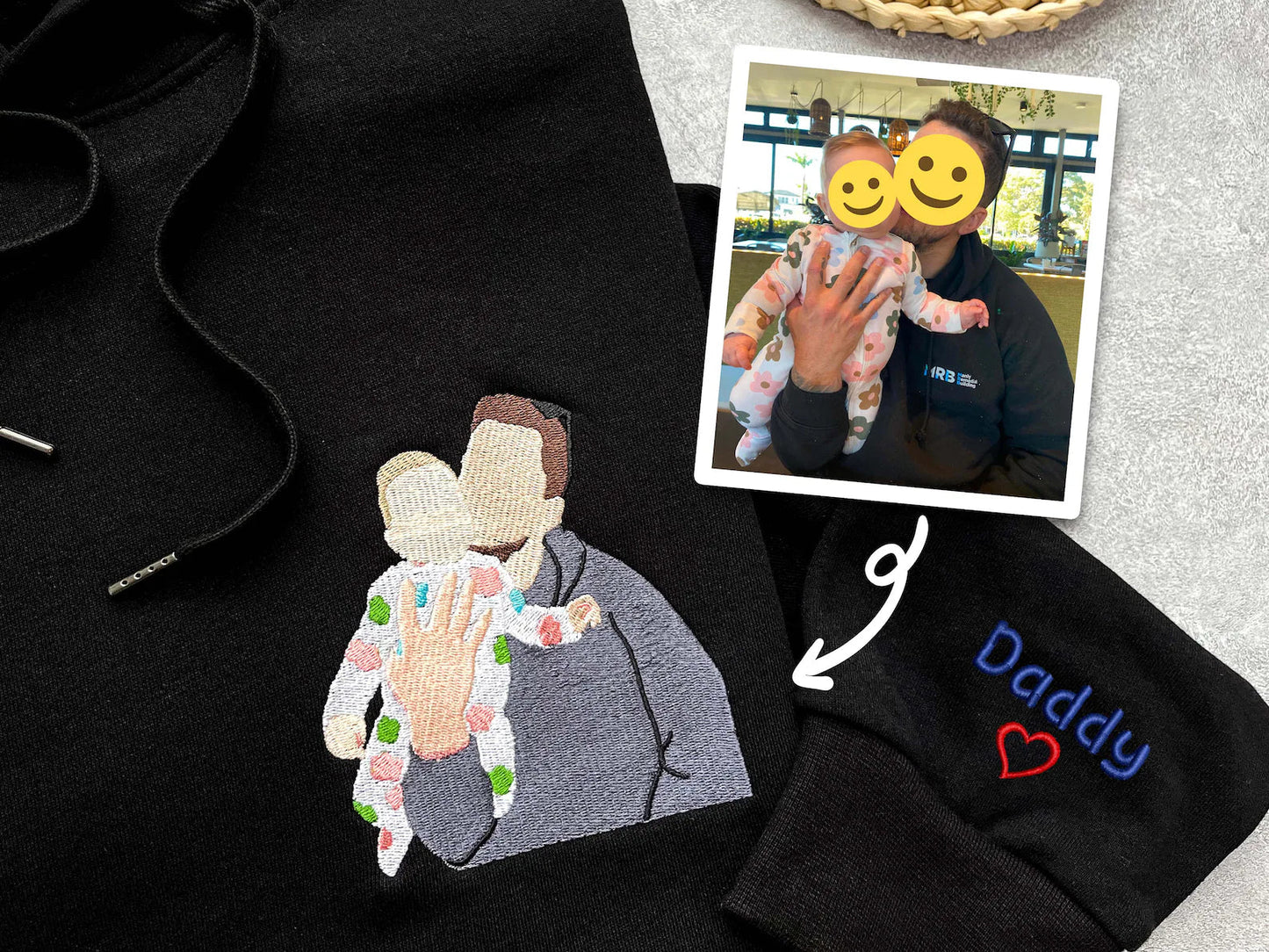 お父さんへのプレゼント：写真入りカスタム刺繍スウェット
