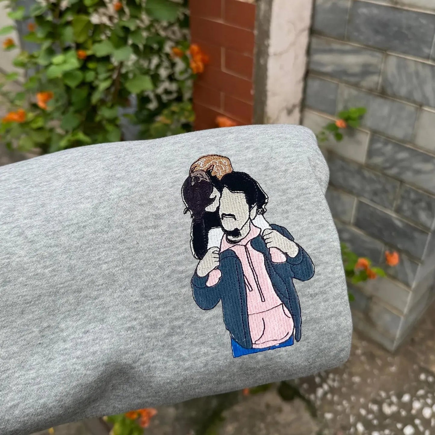 お父さんへのプレゼント：写真入りカスタム刺繍スウェット
