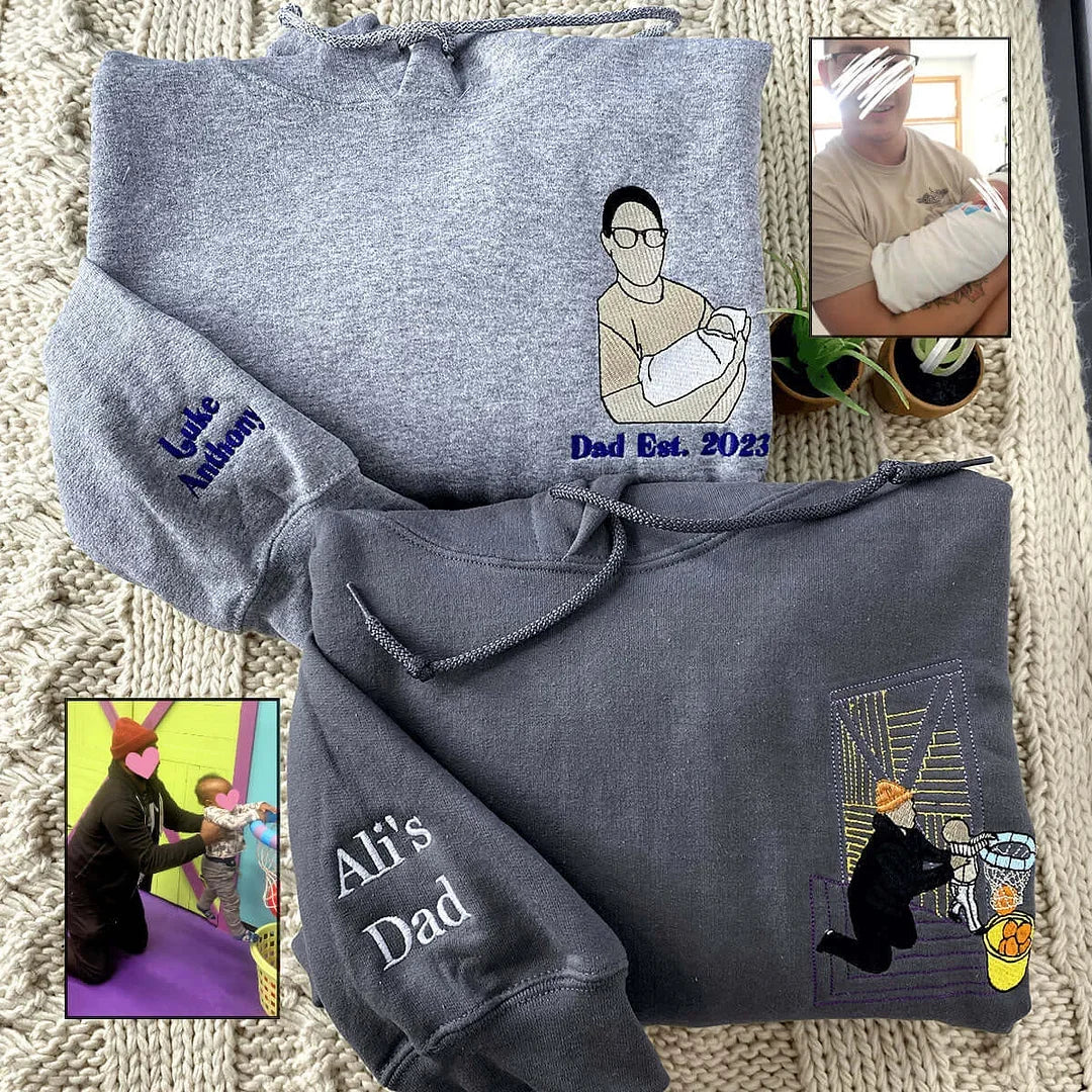 お父さんへのプレゼント：写真入りカスタム刺繍スウェット