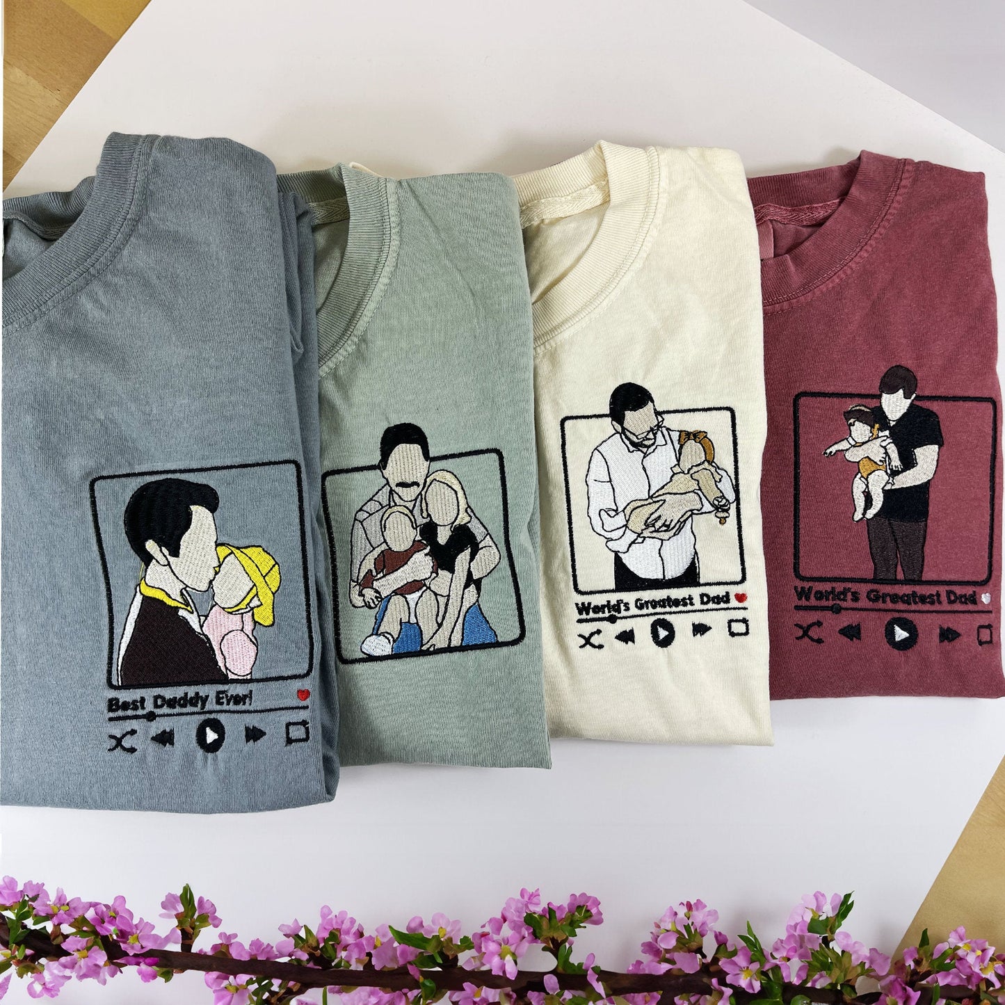 お父さんへのプレゼント：写真入りカスタム刺繍スウェット