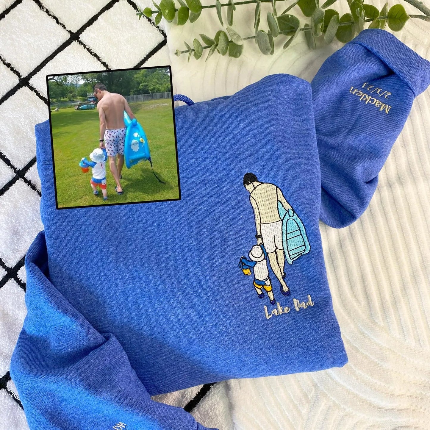 お父さんへのプレゼント：写真入りカスタム刺繍スウェット