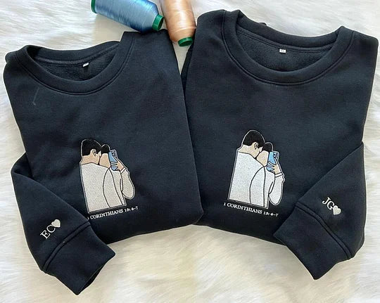 お父さんへのプレゼント：写真入りカスタム刺繍スウェット
