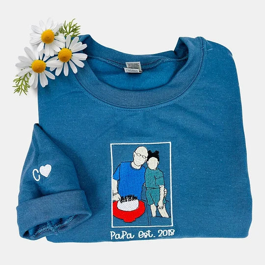 お父さんへのプレゼント：写真入りカスタム刺繍スウェット