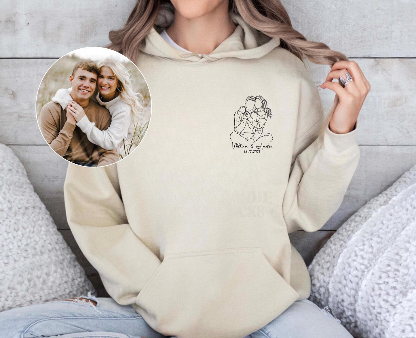 Gift for love Custom embroidered sweatshirt hoodie