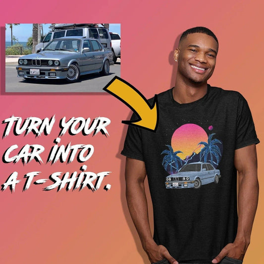 愛車フォト入り アメカジ×昭和レトロ風 カスタムTシャツ